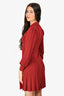 Sandro Red Rib Knit Long Sleeve Mini Dress Size 38