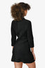 Maje Black Tweed/Faux Leather Trimmed Detailed Long Sleeve Mini Dress Size 34