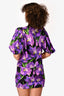 Gucci 2016 Purple/Black Silk Floral Printed Short Sleeve Mini Dress Size 36