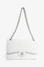 Pre-Loved Chanel™ 2011 White Caviar Leather Jumbo Double Flap Shoulder Bag