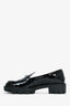 Christian Louboutin Black Patent Leather Lock Woody Lug Sole Loafers Size 38