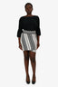 Maje Black/White Patterned Mini Skirt Size 3