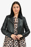 T By Alexander Wang Black Leather Kangaroo Fur Collared Jacket Size 4