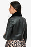 T By Alexander Wang Black Leather Kangaroo Fur Collared Jacket Size 4