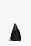 Maje Black Leather Suede Fringe Large Top Handle Bag with Strap