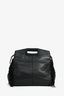 Maje Black Leather Suede Fringe Large Top Handle Bag with Strap