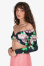 AFRM Black/Green Rose Printed Long Sleeves Crop Top Size S