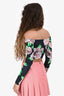 AFRM Black/Green Rose Printed Long Sleeves Crop Top Size S
