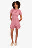 Gucci Pink Wool Ruffle Eyelet Short Sleeve Dress Size XS