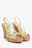 Christian Louboutin Gold Leather Cork Wedges Size 38.5 (As Is)