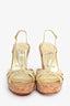 Christian Louboutin Gold Leather Cork Wedges Size 38.5 (As Is)