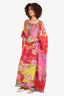 Camilla Red/Pink Silk Floral Print Embellished Kaftan Size S