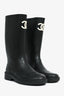 Pre-Loved Chanel™ Black Rubber Wellington CC Boots Size 37