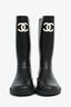 Pre-Loved Chanel™ Black Rubber Wellington CC Boots Size 37