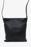 Bottega Veneta Black Intrecciato Flat Messenger Bag