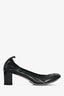 Pre-Loved Chanel™ Black Leather Interlocking CC Cap Toe Heels Size 41.5