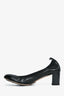 Pre-Loved Chanel™ Black Leather Interlocking CC Cap Toe Heels Size 41.5