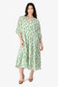 Velvet White/Green Cotton Long Sleeve Maxi Dress Size S
