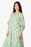 Velvet White/Green Cotton Long Sleeve Maxi Dress Size S