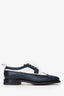 Thom Browne Navy/White Grained Leather Lace Up Loafers Size 40