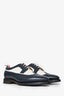 Thom Browne Navy/White Grained Leather Lace Up Loafers Size 40