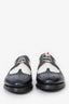 Thom Browne Navy/White Grained Leather Lace Up Loafers Size 40