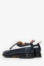 Thom Browne Navy/White Grained Leather Lace Up Loafers Size 40