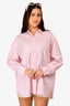 Thery Pink Cotton Striped Oversized Shirt Size S