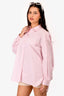 Thery Pink Cotton Striped Oversized Shirt Size S