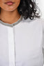 Fabiana Filippi White Cotton Beaded Neckline Shirt Size 44 with Tags