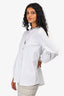 Fabiana Filippi White Cotton Beaded Neckline Shirt Size 44 with Tags