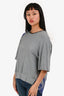 Stella McCartney Grey Blue Leaf Embroidered 3/4 Sleeve Sweatshirt Size 40