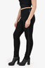 Max Mara Black Leather-Trimmed Skinny Pants Size 42
