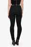 Max Mara Black Leather-Trimmed Skinny Pants Size 42