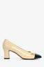 Salvatore Ferragamo Nude/Black Leather Heels Size 7.5
