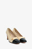 Salvatore Ferragamo Nude/Black Leather Heels Size 7.5
