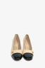 Salvatore Ferragamo Nude/Black Leather Heels Size 7.5