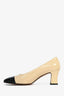 Salvatore Ferragamo Nude/Black Leather Heels Size 7.5