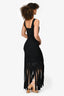 St. John Black Fringed Midi Dress Size S