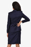 Escada Navy/Red Pinstriped Turnlock Blazer Size 34 + Skirt Size 38