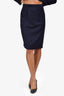 Escada Navy/Red Pinstriped Turnlock Blazer Size 34 + Skirt Size 38