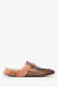 Gucci Brown Leather Fur Lined Princetown Slides Size 37.5 (As Is)