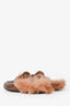 Gucci Brown Leather Fur Lined Princetown Slides Size 37.5 (As Is)