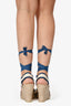 Gucci Cream/Navy Espadrille Wedges 37