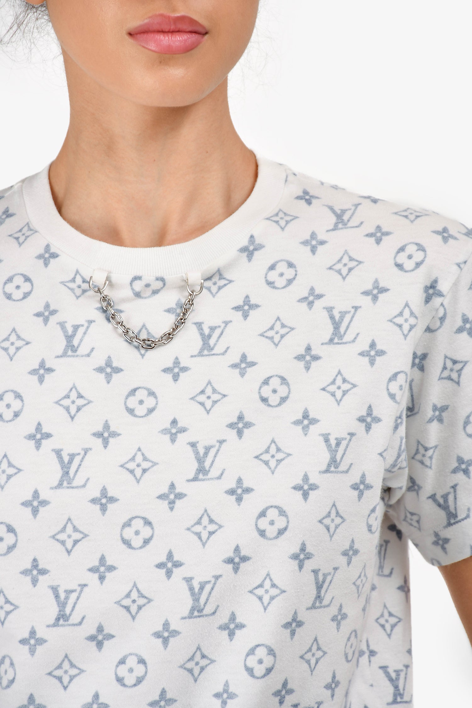 Louis Vuitton White/Monogram Cotton Short Sleeve T-Shirt with