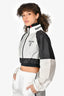 Prada White/Black Re-Nylon Logo Cropped Zip Windbreaker Jacket Size 40