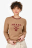 Prada Brown/Burgundy Logo Wool/Cashmere Knit Sweater Size 36