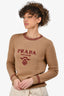 Prada Brown/Burgundy Logo Wool/Cashmere Knit Sweater Size 36