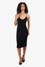 Miu Miu Black Crepe Midi Dress With Rhinestone Straps Size 38