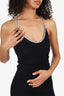 Miu Miu Black Crepe Midi Dress With Rhinestone Straps Size 38